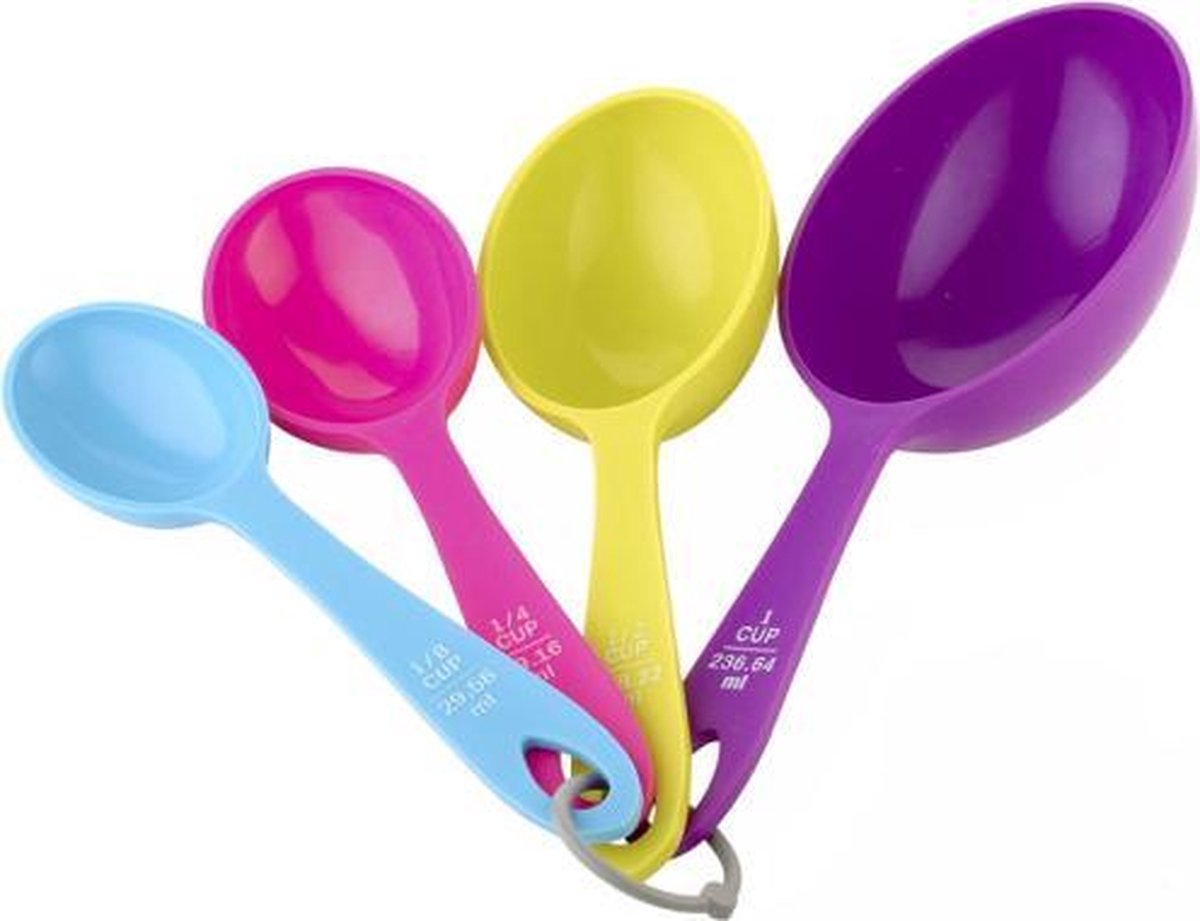 Cuillères à Mesurer Plastique Multicolores - Set De 5 | Pour Cuisine Et Pâtisserie | Précision Et Style