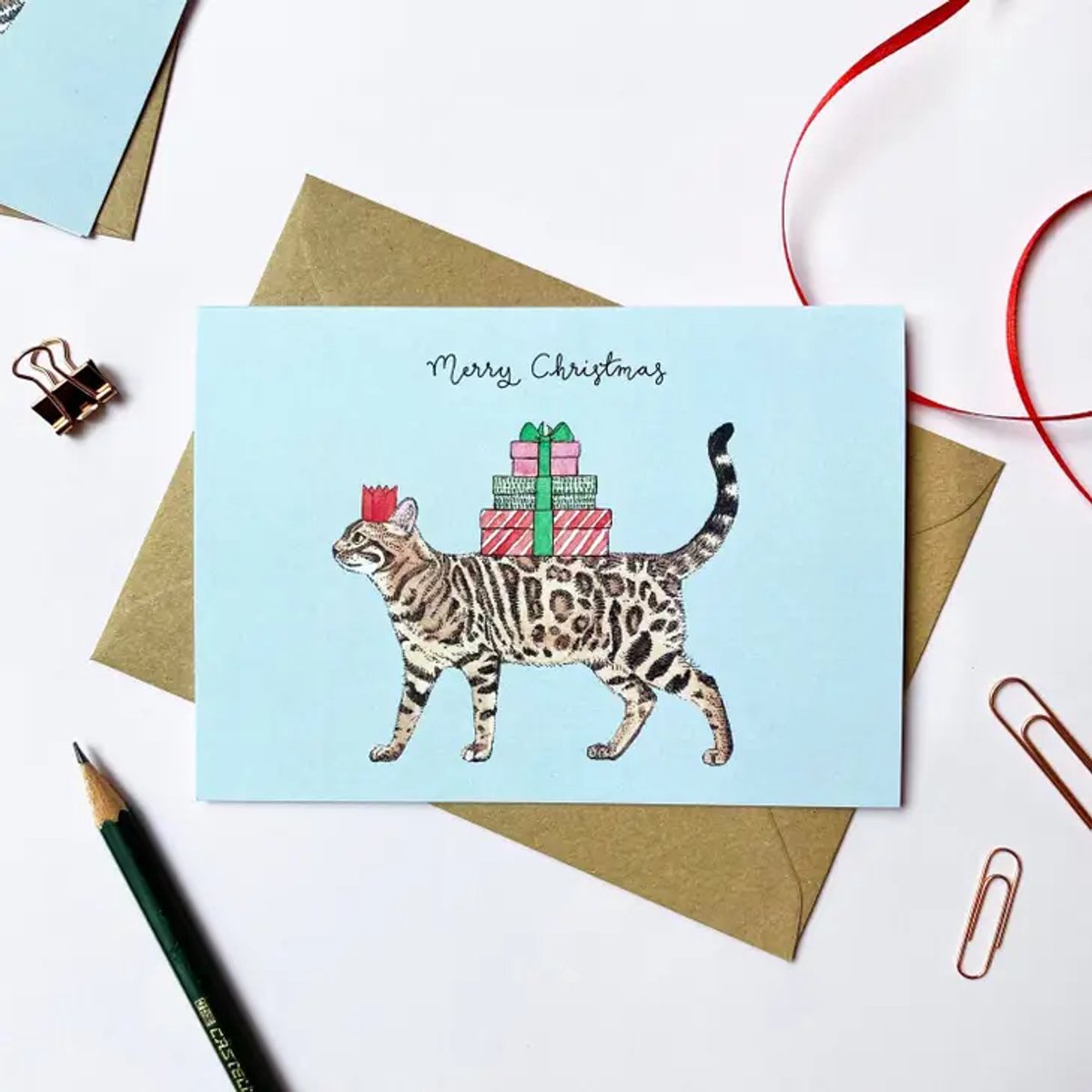 Katdootje - Kerstkaart - Bengaalse kat