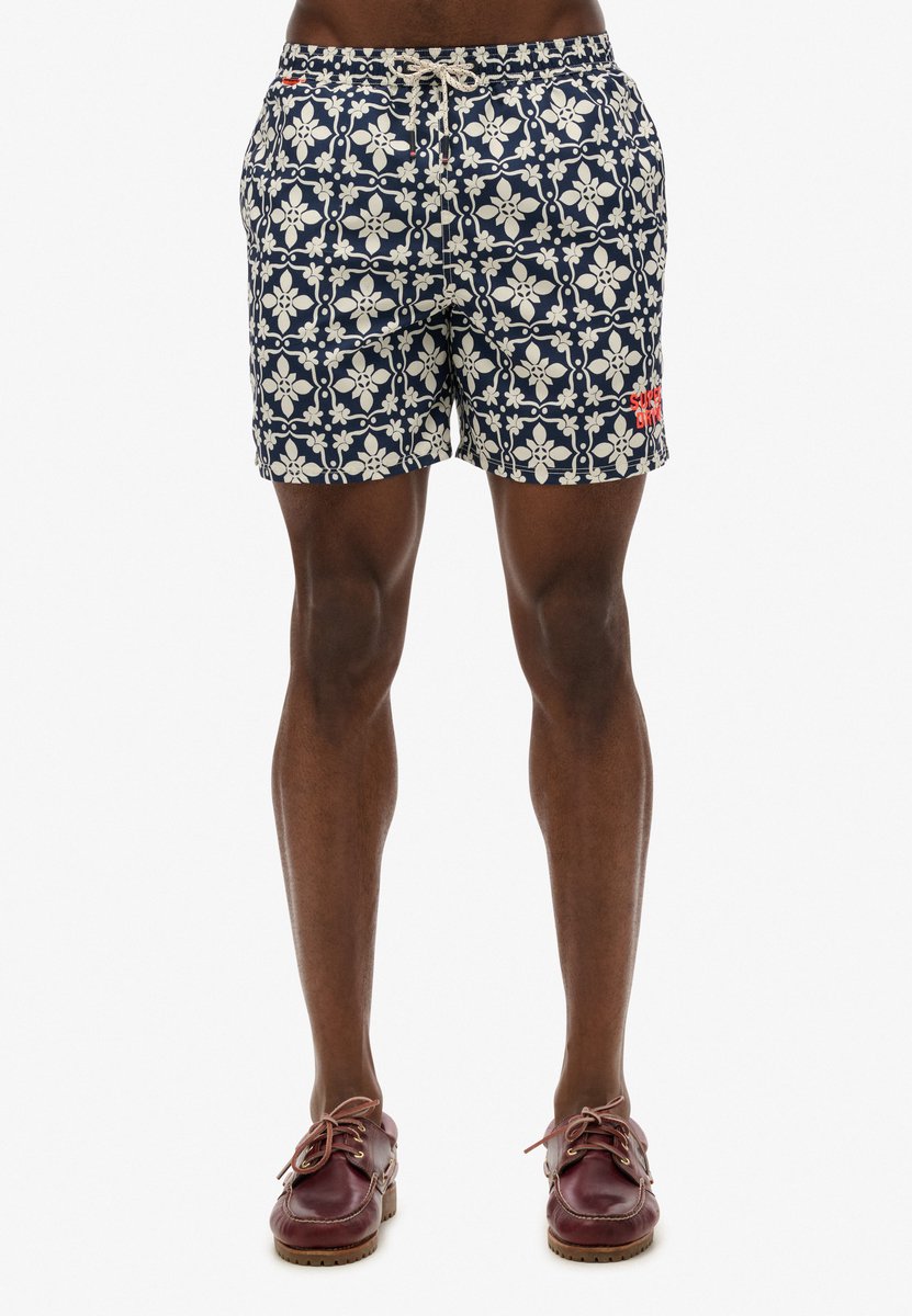 Superdry Zwemshort van 43 cm met tegelprint Heren Zwembroeken Marineblauw