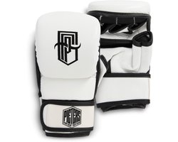 MMA Handschoenen Wit Unisex S - Sparring Gloves - Bokshandschoenen - Wit - UFC - MMA - Kickboksen - Vechtsporthandschoenen - Grappling - Krav Maga - Lederen