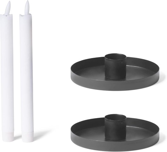Adventskrans kandelaar, 7,5 cm, zwart, metalen kandelaar, 4 stuks, voor adventskrans, Kerstmis, kaarsenbord met doorn