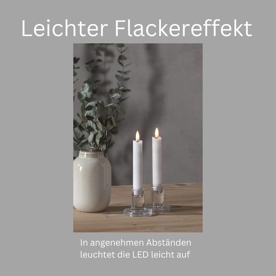 Led Kaarsen Echte Wax Novaliv Staafkaarsen LED Met Timer – Set Van 2, Taupe/ Grijs, 18 Cm Hoog, Echte Was Look Led Kaarsen Met Bewegende Vlam