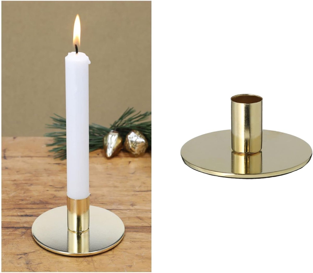 Novaliv Stokkaarsenhouder metalen kandelaar goud 10x5cm tafeldecoratie kerstdecoratie schaal kaarsenhouder tafelkaarsen adventskrans kaarsenspeld scandic chic kaarsenbord decoratieve schaal