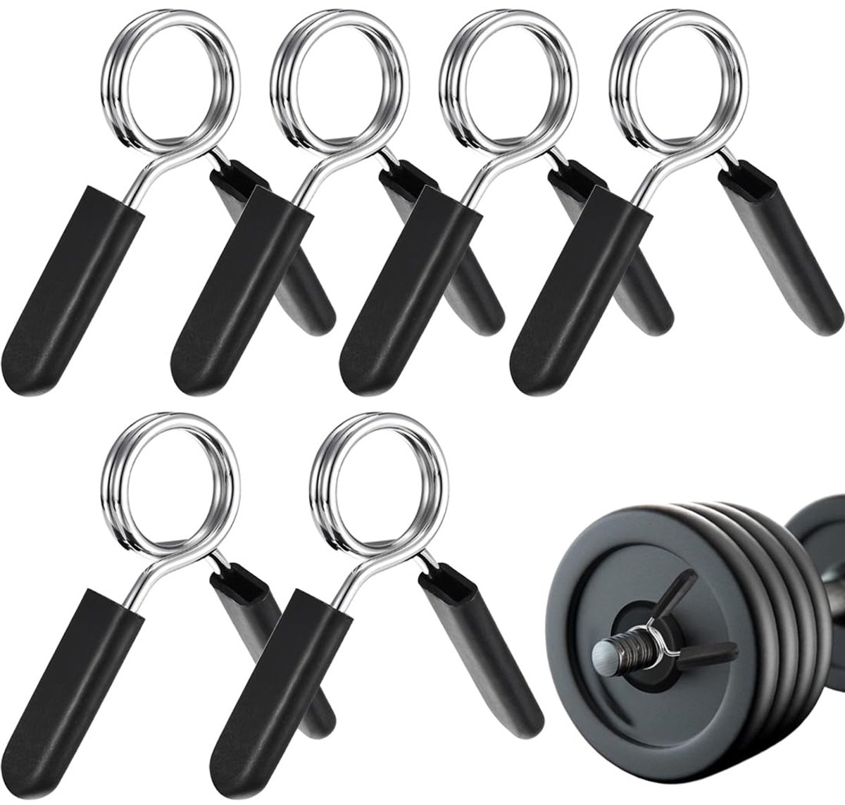 Ibenzoa® Handige Zwarte Veerklemmen Set van 6 voor Krachttraining en Fitnessgebruik