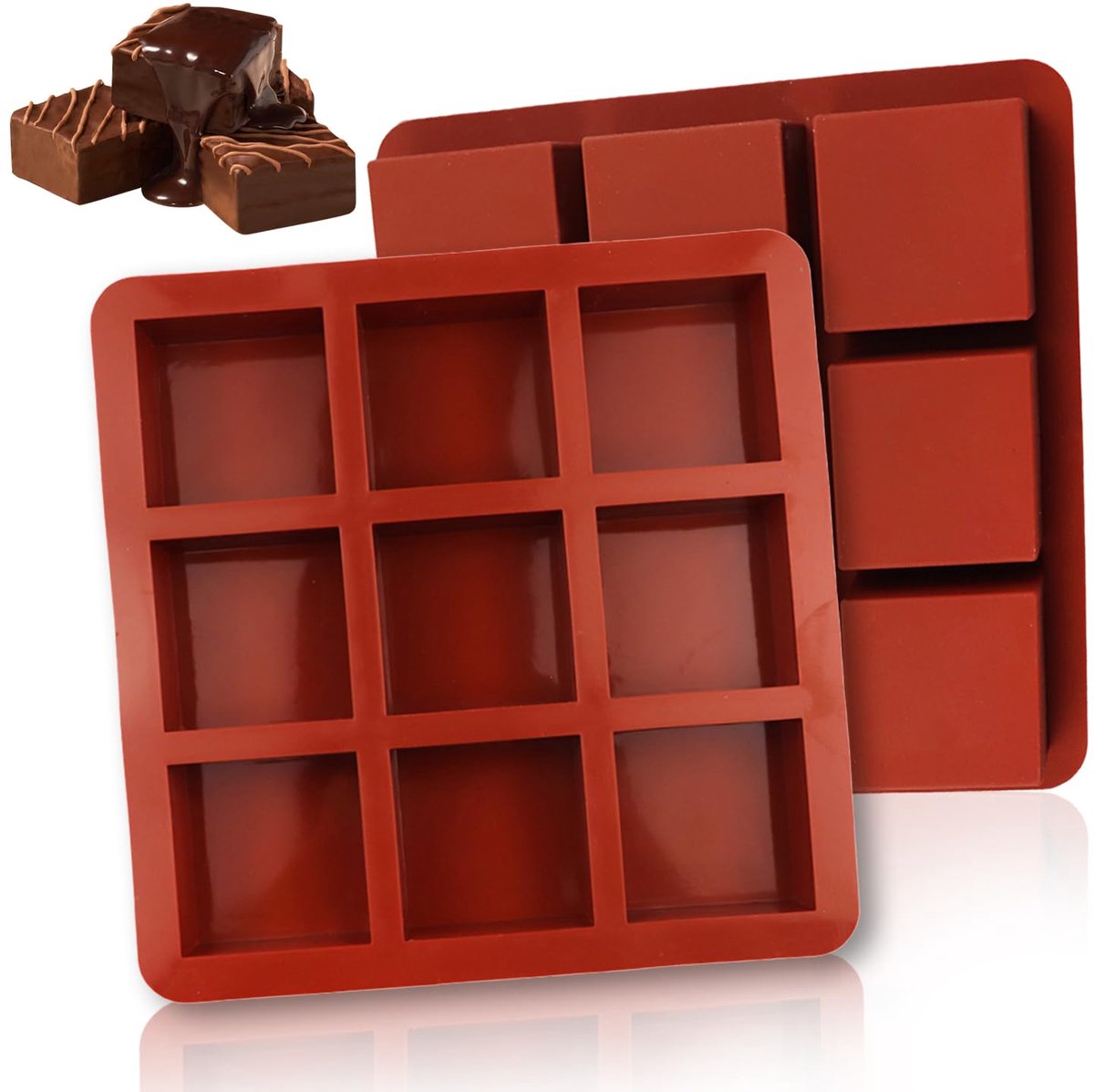 Ibenzoa® Flexibele Silikonvormen Set voor Unieke Chocoladecreaties met 9 Compartimenten