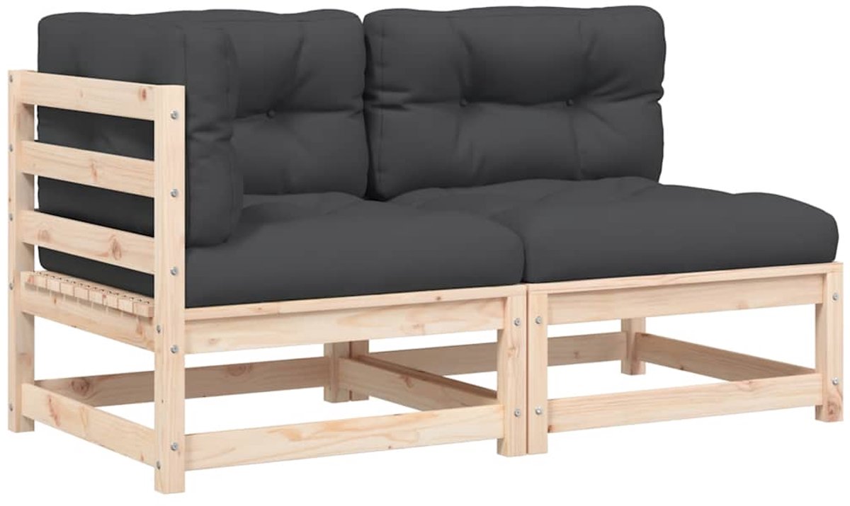 vidaXL - Tuinbank - 2-zits - met - kussens - massief - grenenhout