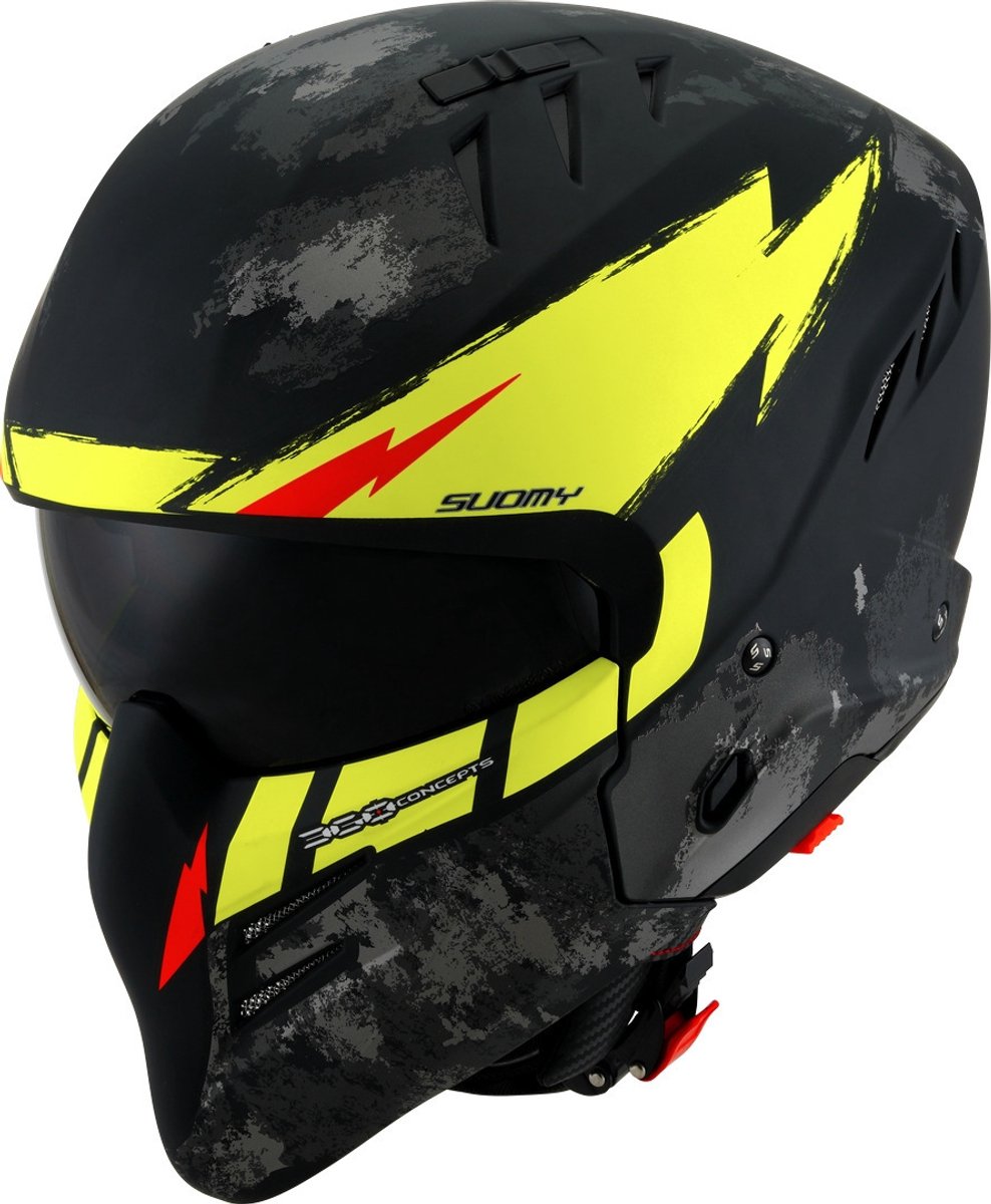 Suomy Armor Hi Volt Zwart Geel Jethelm - Maat L - Helm
