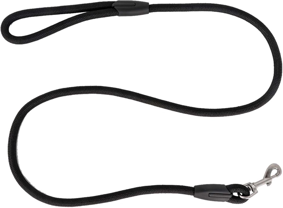 Black Dog Leash 1.5m 12mm Diameter Made of Nylon Rope Suitable for Walking Dogs Strong and Tear-resistant 360°Steel Hook Design for Easy Walking