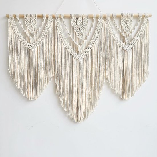 Boho Macramé Wandtapijt - Geweven Muurbehang voor Slaapkamer en Balkon Decoratie - 110x82 cm
