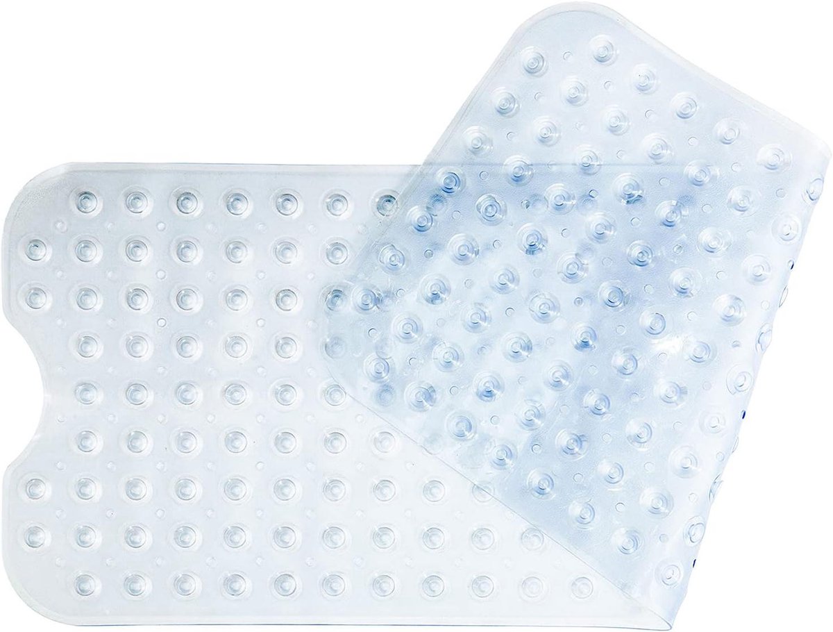 Antislip badmat met zuignap - Extra lang, wasbaar en antibacterieel - 100 x 40 cm (transparant)