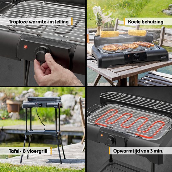 TZS First Austria Elektrische BBQ - met Grillplaat - 2200 W - Grilloppervlak 39.5 x 24cm - Zwart van TZS First Austria — afbeelding 5