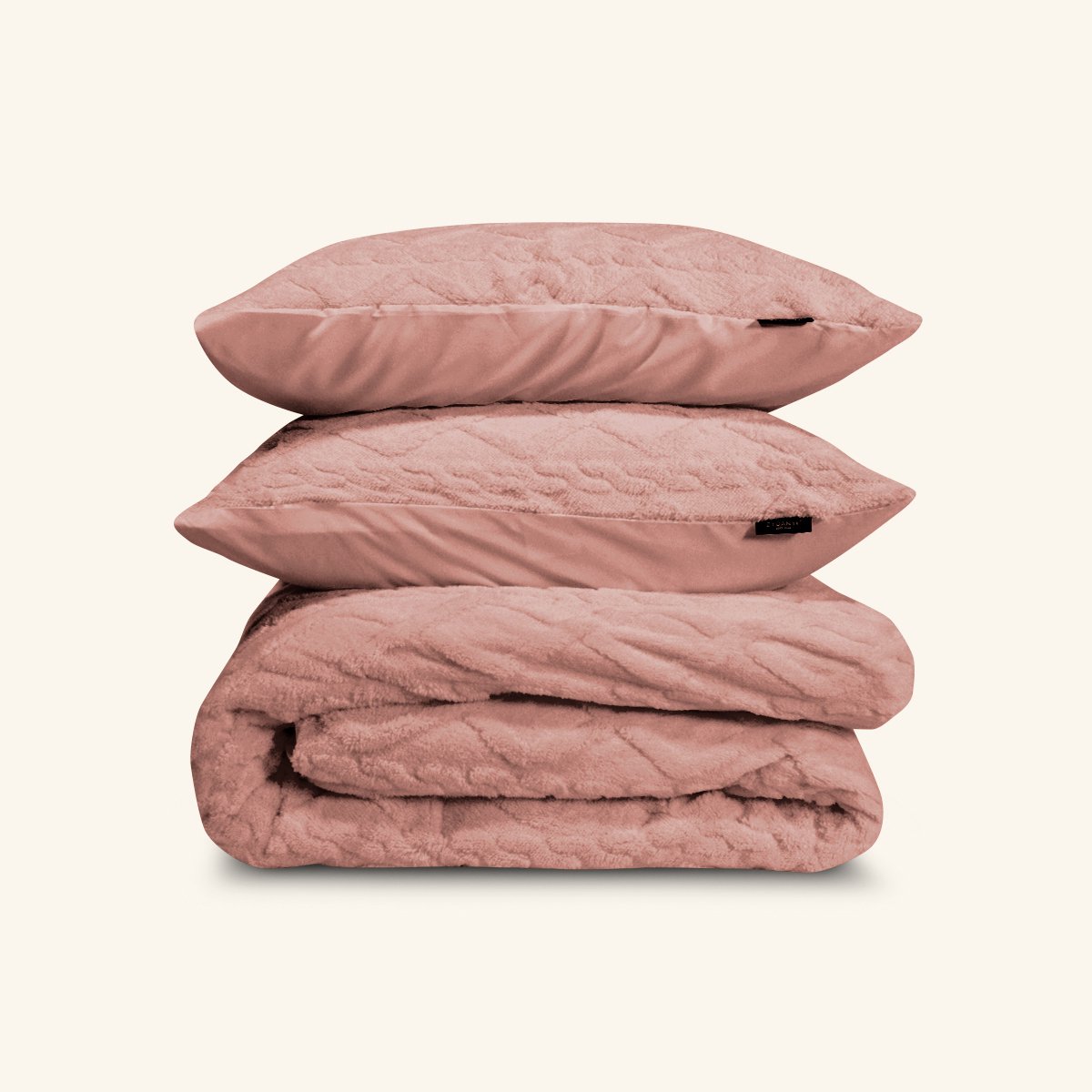 Zydante Dekbedovertrek Set 140x200/220 cm - met 1 kussensloop - Jacquard Teddy Peach