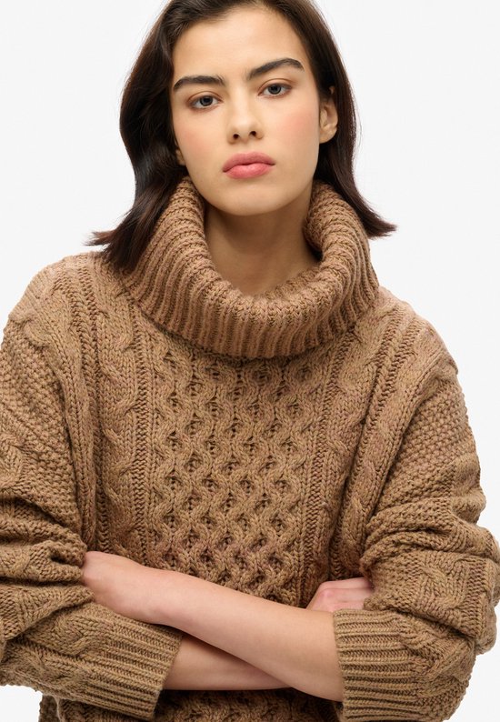 Superdry - Pull col roulé en maille torsadée - Femme - Sweats