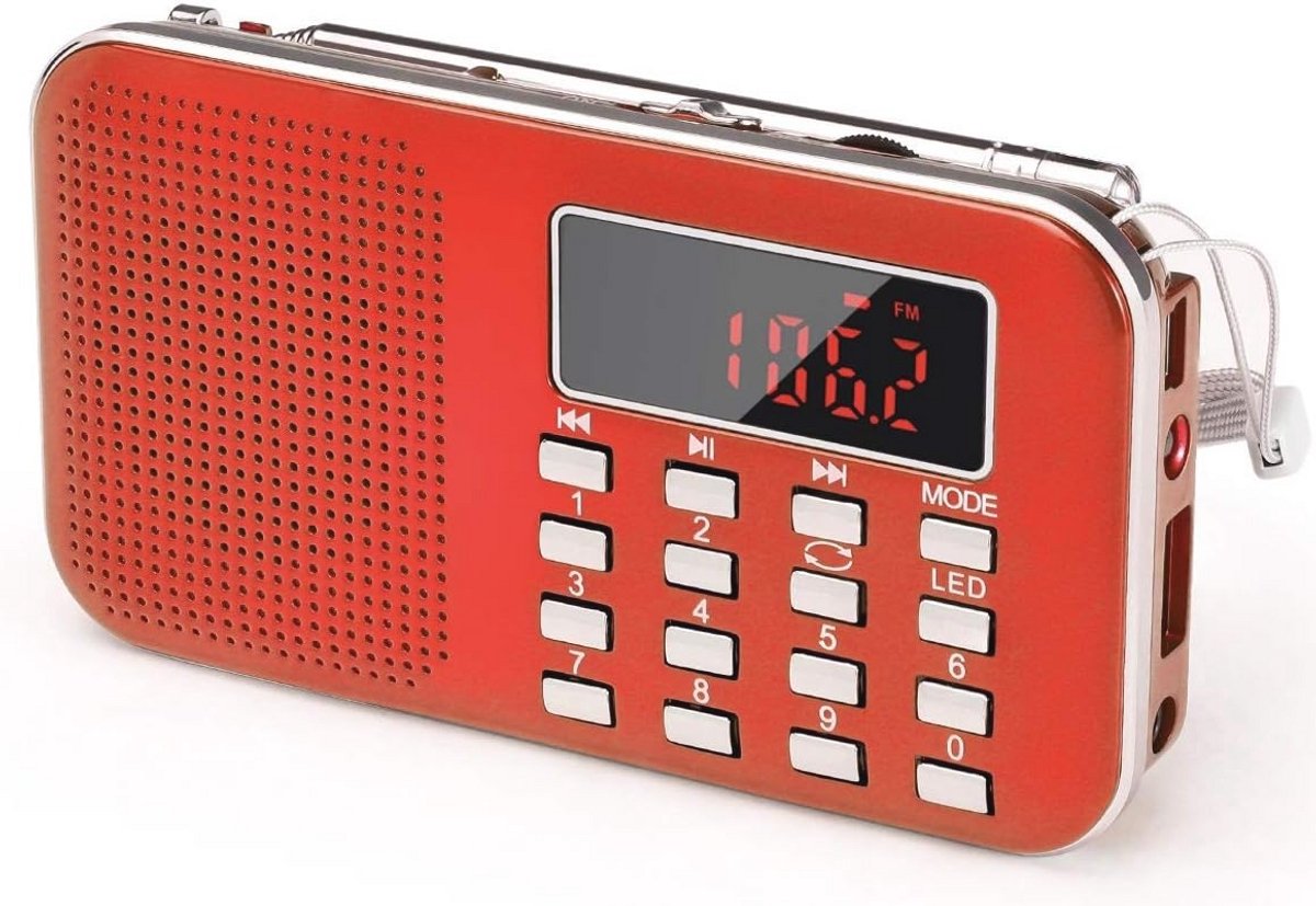 Draagbare Radio AM/FM met Noodverlichting en Oplaadbare Batterij – Mini USB/SD/AUX