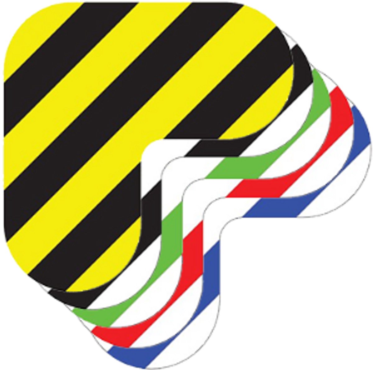 Hoekstuk gestreept Wit & Zwart 190 x 190 mm Anti-slip-vloersticker