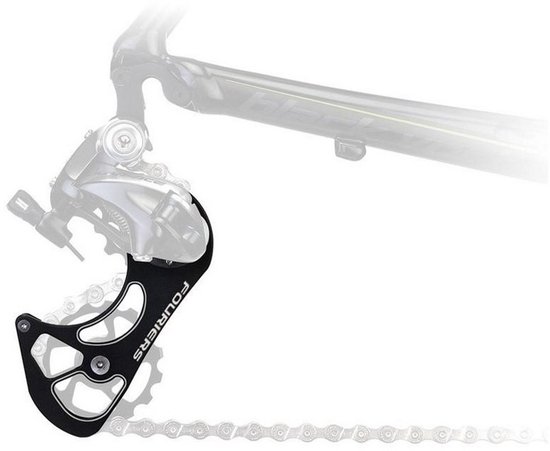 Cage de dérailleur surdimensionnée FOURIERS (CT-DX017-SR1515) - Usinée CNC - Cage et poulie en aluminium - 15 dents/15 dents - Roulements en céramique - Zwart - SRAM RED / SRAM FORCE / SRAM RIVAL (11 vitesses / max. 28 dents)