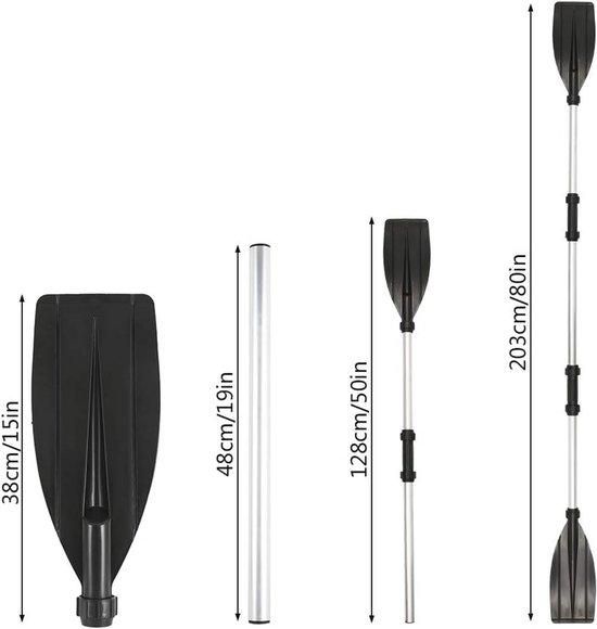 Seaflo Gele Dubbele Kajakpeddel 220 Cm - Lichtgewicht Aluminium Met Glasvezel Bladen