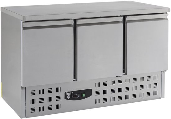 Combisteel Koelwerkbank - 400L - 3 Deuren 1/1 GN - +2°C/+8°C - Statisch + Ventilator - 1365x700x875mm