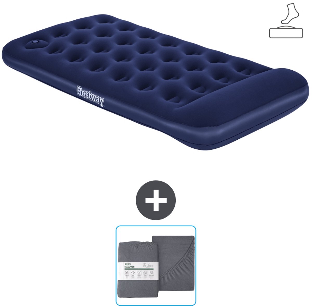 Bestway luchtbed - 1-Persoons - 99 x 188 x 28 cm - Blauw - Inclusief pomp en Hoeslaken