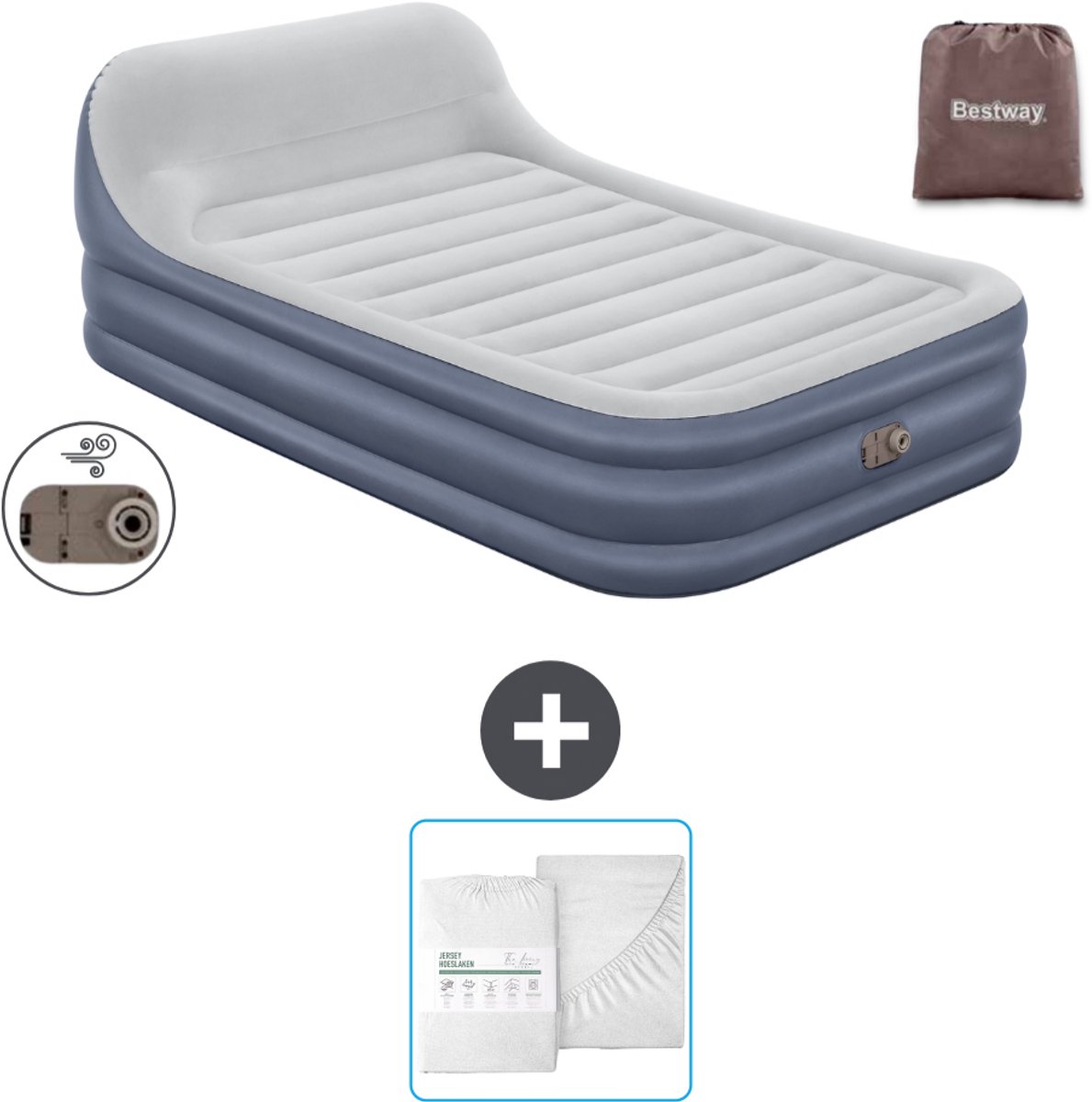 Bestway luchtbed - 2-Persoons - 152 x 226 x 46 cm - Grijs - Inclusief pomp en Hoeslaken