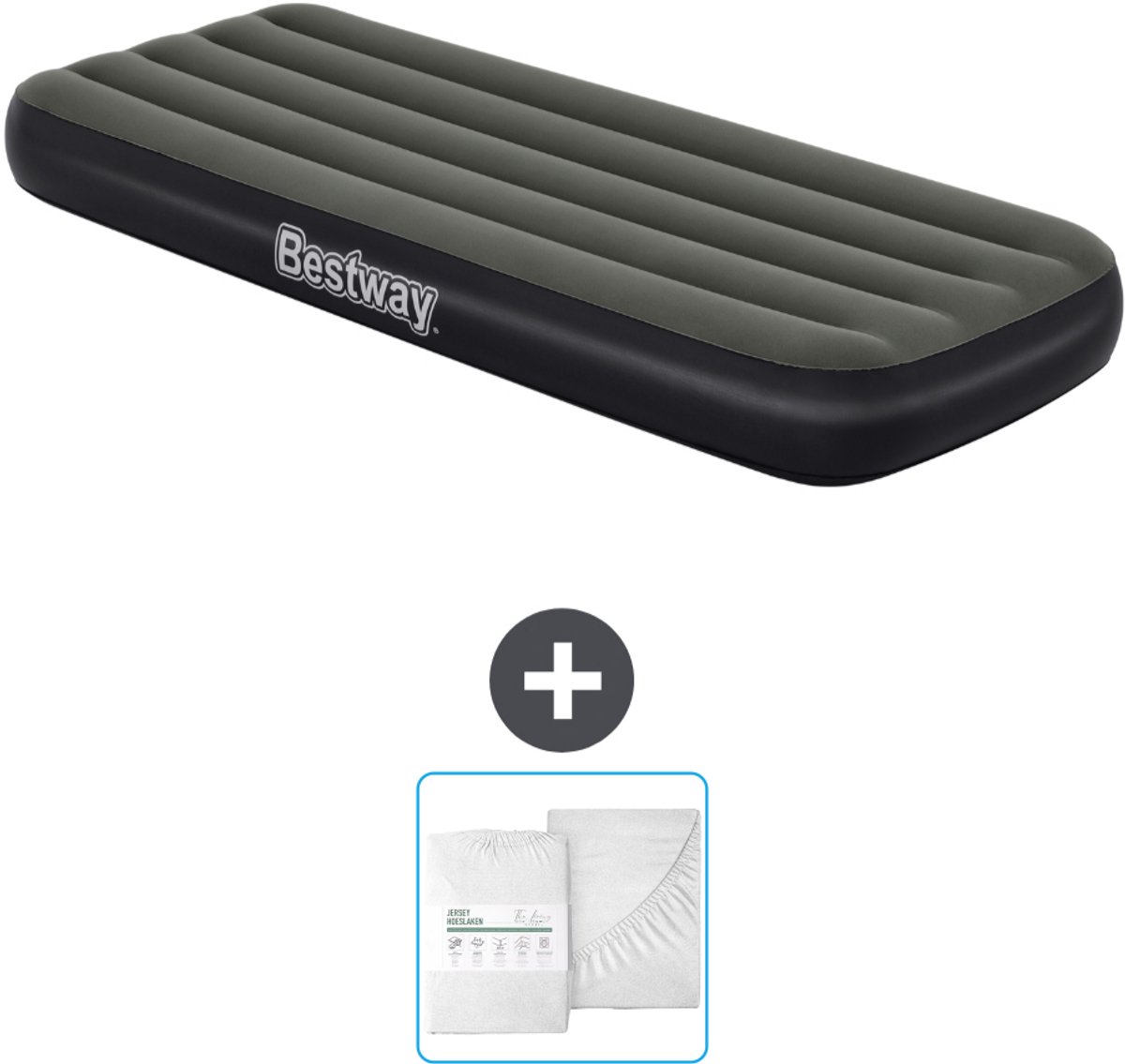 Bestway luchtbed - 1-Persoons - 76 x 185 x 25 cm - Groen - Inclusief en Hoeslaken