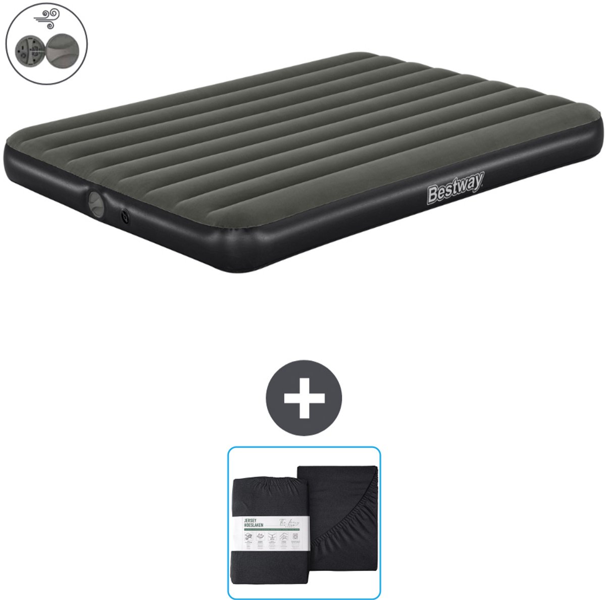 Bestway luchtbed - 2-Persoons - 152 x 203 x 25 cm - Groen - Inclusief pomp en Hoeslaken