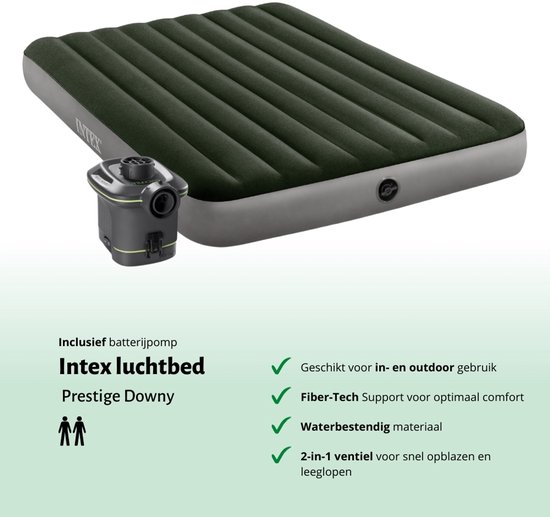Intex Luchtbed - 2-Persoons - 152 x 203 x 25 cm - Groen - Inclusief pomp en Hoeslaken van Intex — afbeelding 3
