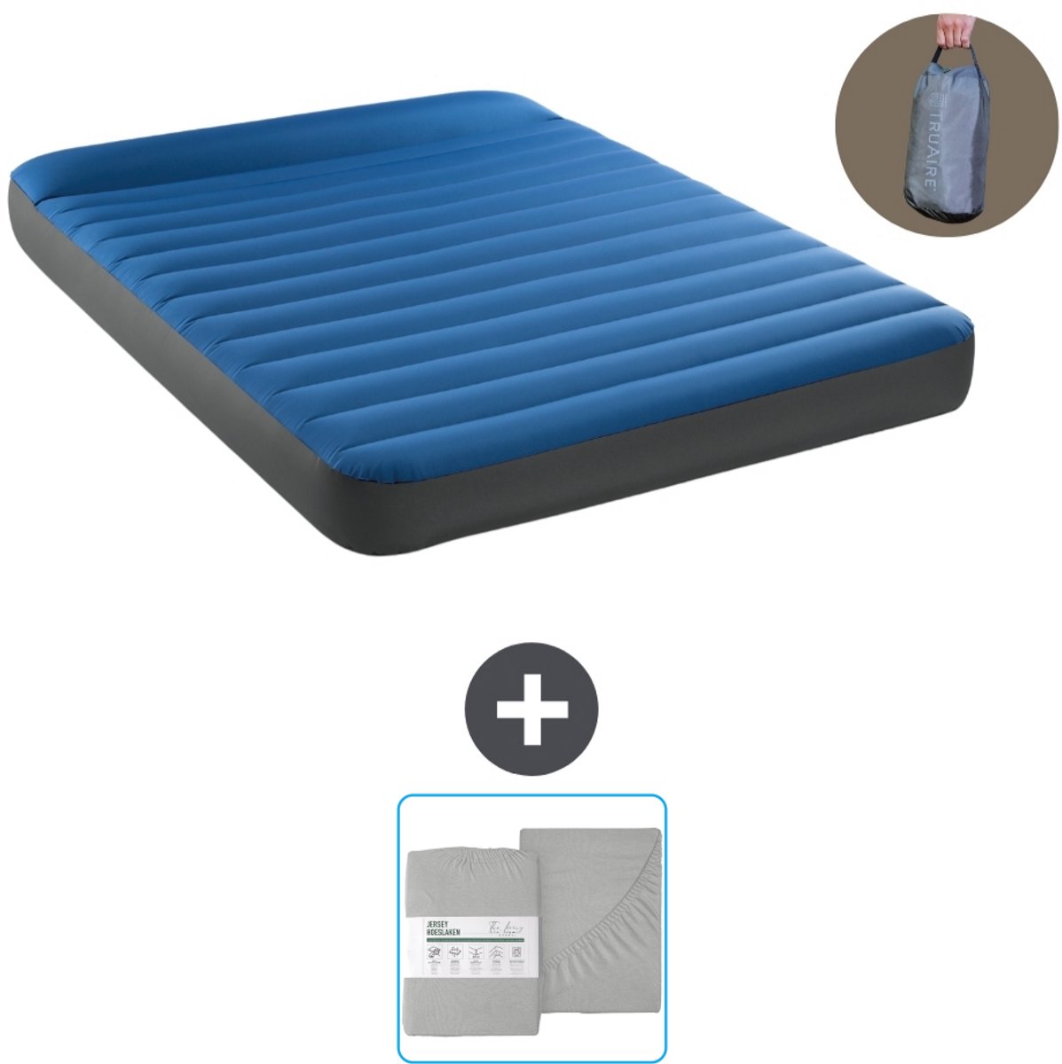 Intex Luchtbed - 2-Persoons - 152 x 203 x 22 cm - Blauw - Inclusief pomp en Hoeslaken