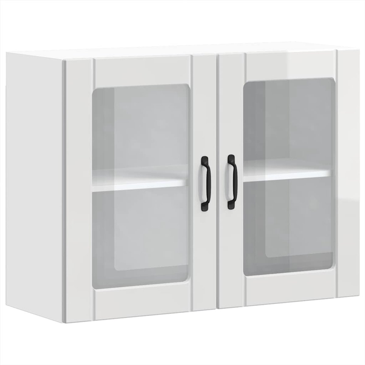 vidaXL Keukenbovenkast - met - glazen - deur - Lucca - bewerkt - hout - hoogglanswit hoogglans wit