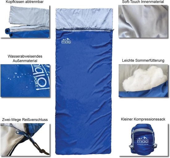 2-in-1 Grote XL zomerslaapzak voor volwassenen - Compressiezak voor kleine verpakkingsmaat - Camping outdoor festivals dekenslaapzak en XL reisdeken in één koppelbaar van Merkloos — afbeelding 4