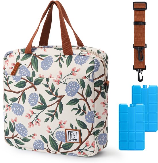 Brisby Koeltas 7L Bloem Wit + 2 Brisby Thermosbekers White Flower - Complete Lunch-set voor Onderweg! van Brisby — afbeelding 2