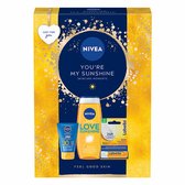 Coffret cadeau NIVEA You're My Sunshine pour femme - Coffret cadeau d'anniversaire - Coffret cadeau avec Crème solaire, gel douche, Labello - Coffret cadeau