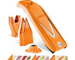 Börner Mandoline V5 PowerLine - Inclusief Opbergbox - Geleverd in mooie doos - 6-delige set - 7 snijdiktes - Geschikt als Frietsnijder - BPA-vrij en Roestvrij - Oranje