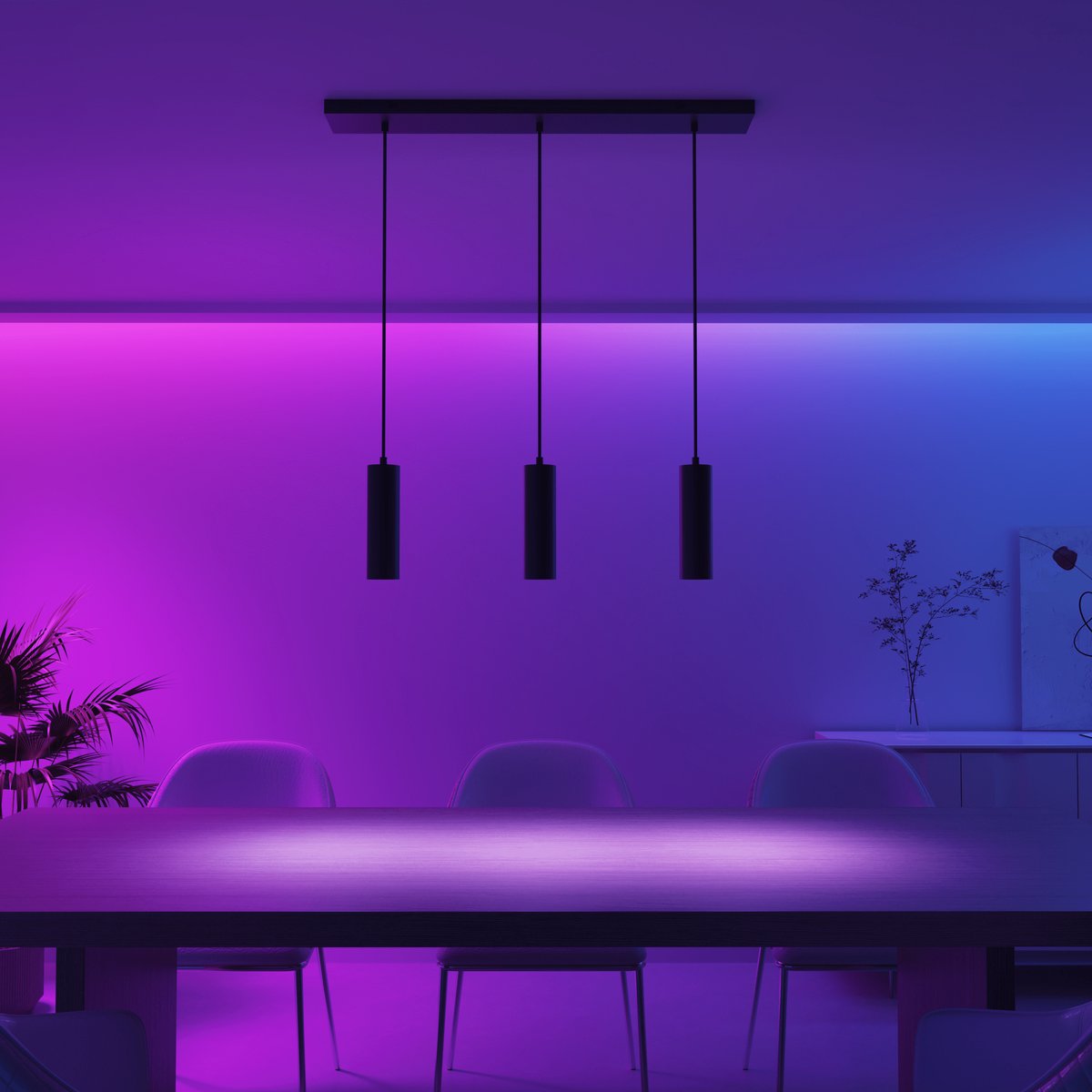 Calex Slimme Hanglamp - Smart GU10 - 3-Lichts Tube - Industrieel - Mat Zwart - Aluminum