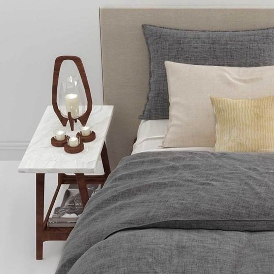 Zohome Dekbedovertrek Lino - Effen Bedlinnen - 240x220 - Antraciet - Dekbedhoes van 100% Katoen van Zohome — afbeelding 2