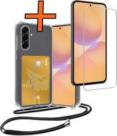 Hoesje Geschikt voor Samsung A36 Hoesje Met Telefoonketting Pasjeshouder Shockproof Case Met Screenprotector Koord - Hoesje Geschikt voor Samsung Galaxy A36 Hoes Met Kaarthouder - Transparant