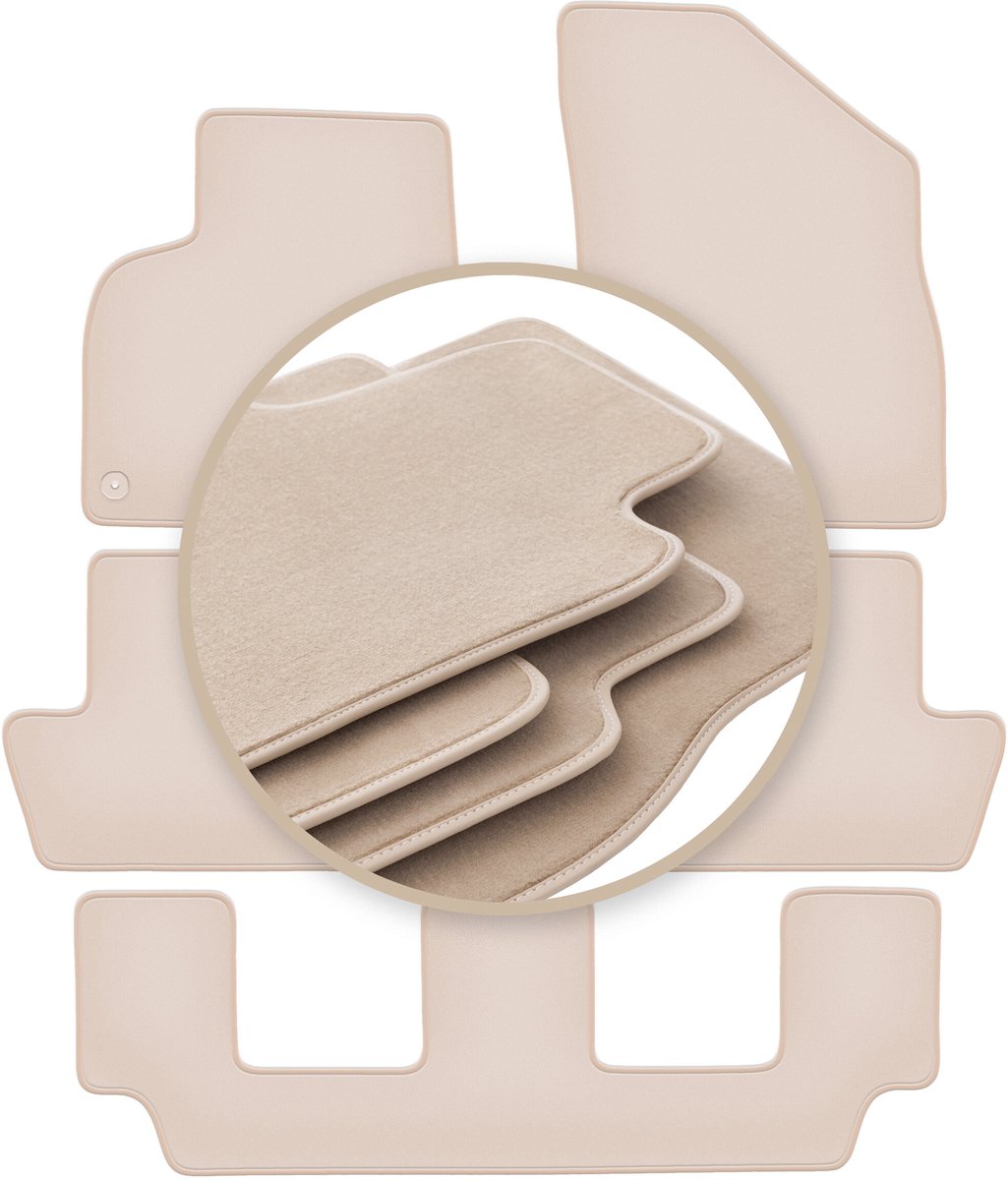 Premium beige vloermatten voor: Peugeot 5008 I 7 personen 2009-2017