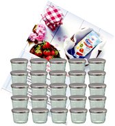 Set van 25 bekers 230 ml jampot inmaakpot Inmaakpot Naar 82 zilveren deksel incl. Diamant-Zucker Gelierzauber receptenboekje