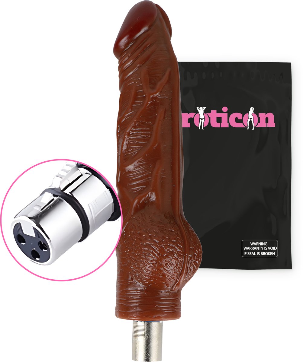 Goedkoopste Eroticon Bruine Dildo - 18.5cm Lang - Tot wel 5cm Dik - Opzetstuk voor Eroticon Seksmachine - Accessoire - 3XLR opzetstuk