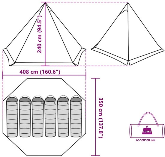 vidaXL - Tipitent - 6-persoons - waterdicht - grijs van Vidaxl — afbeelding 5