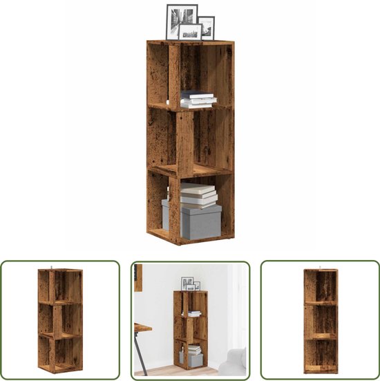 vidaXL Opbergkast - Hoekkast - Hoekkast 33x33x100 cm bewerkt hout oud houtkleurig - Houten Kast - Vintage Kast - Decoratie