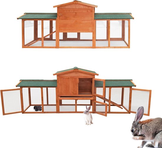 Adori Konijnenhok Izzy - Dierenverblijf - 111x71x115 cm Grijs Wit