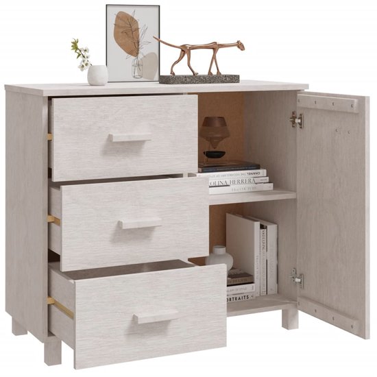 vidaXL Dressoir HAMAR 90x40x80 cm massief grenenhout wit - Dressoir - Dressoirs - Kast - Dressoirkast