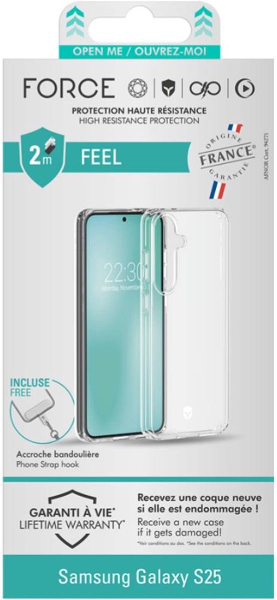 Force Case, Back Cover Geschikt voor Samsung Galaxy S25 Versterkt 2m, Transparant