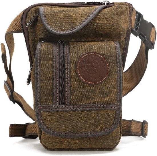 Wandelen Taille Pack Lederen Drop Been Tas voor Mannen Vrouwen Multifunctionele Motorfiets Fiets Outdoor Sport Tactische Fietsen Rijriem Bum Bag, #05Diep Bruin, Small