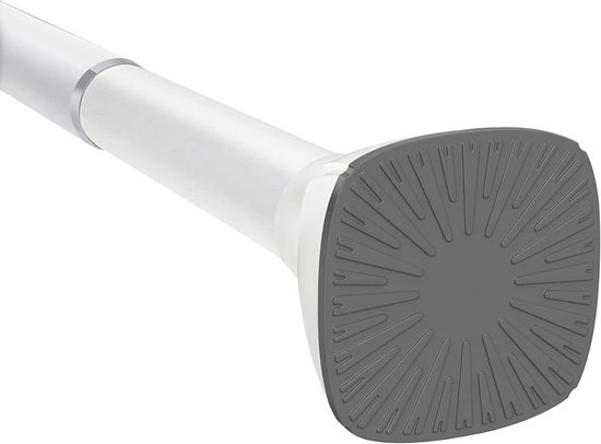 Douchegordijnstang zonder boren, spanstang, verstelbaar, 40,6 cm, 197,5 cm, antislip douchestang voor badkamer, kast, raam, kamerverdeler, eenvoudig te installeren (kleur: wit