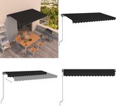 vidaXL Luifel handmatig uittrekbaar 400x350 cm antracietkleurig - Uitschuifbare Luifel - Uitschuifbare Luifels - Uittrekbare Luifel - Uittrekbare Luifels