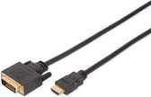 Digitus HDMI / DVI Aansluitkabel 2.00 m DB-330300-020-S Geschikt voor HDMI, Rond, Vergulde steekcontacten, Afgeschermd (dubbel) Zwart [1x HDMI-stekker - 1x