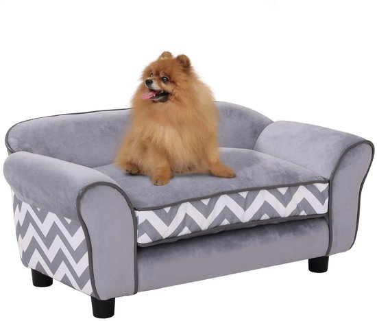 Hondenbank - Hondenbed - Katten - Hondensofa - Comfortabel - Stijlvol - Fluweel - Grijs