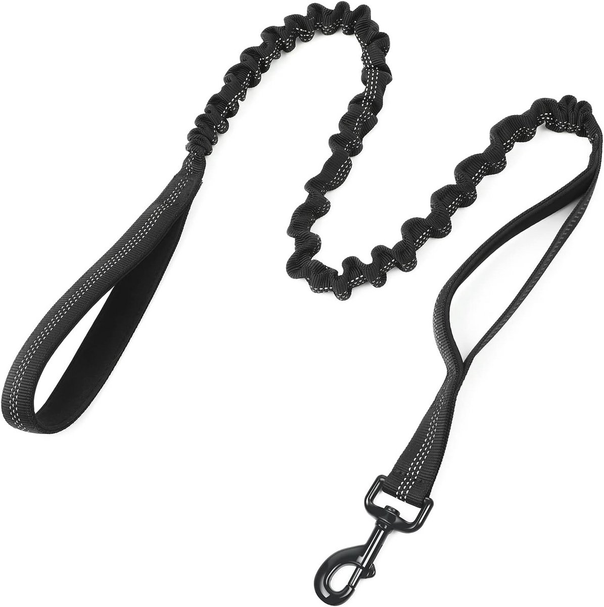 Stevige Reflecterende Hondenriem met Gewatteerde Handvatten voor Nachtwandeling en Joggen - 134-183cm Zwart